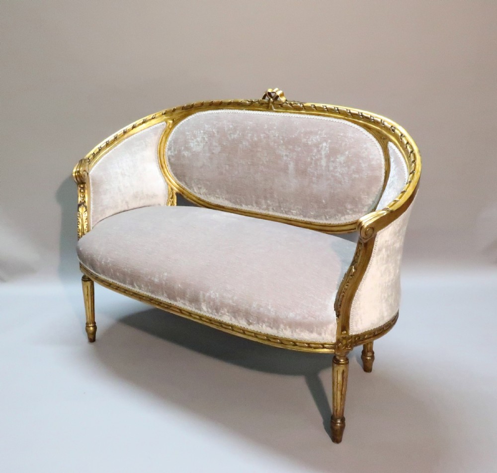 French Two Seater Gilded Corbeille Sofa