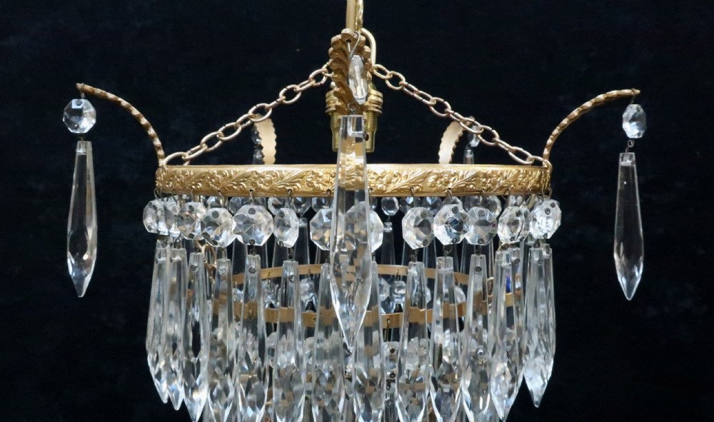 Italian Art Deco Four Tier Crystal Glass Chandelier View IV