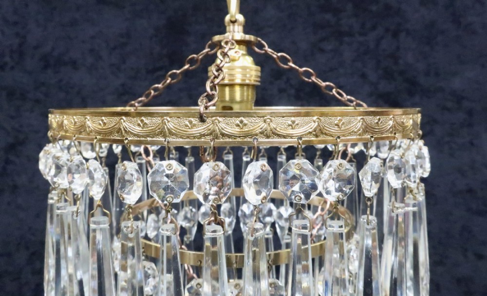 Italian Art Deco Three Tier Crystal Glass Chandelier View IV