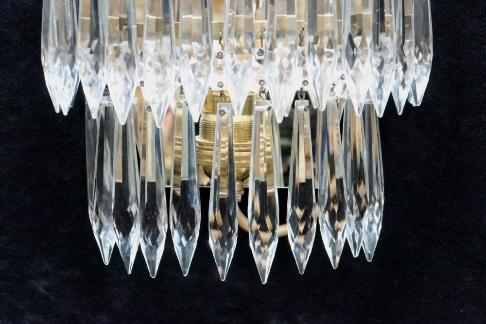 Pair of Italian Art Deco Crystal Glass Wall Lights View V