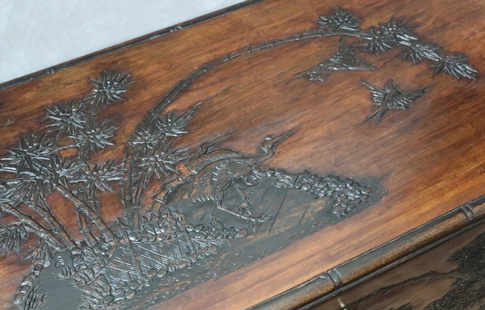 Early 20th Century Oriental Camphor Wood Carved Chest View IV