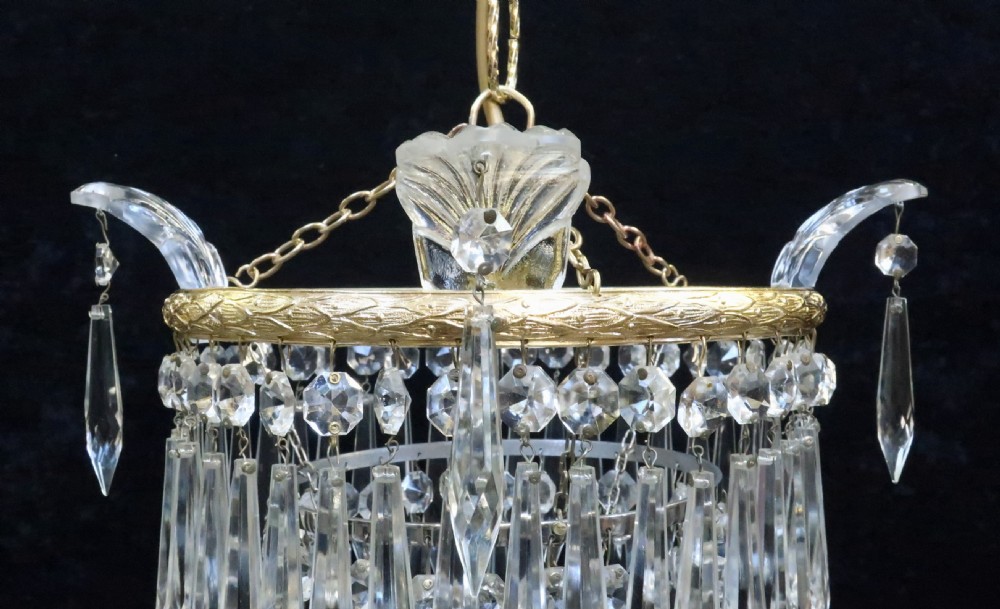 Italian Art Deco Three Tier Crystal Glass Chandelier View III