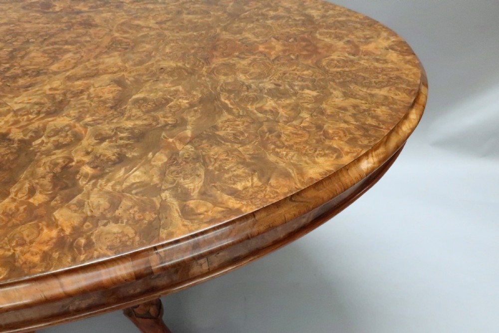 Victorian Burr Walnut Dining Table  View IV