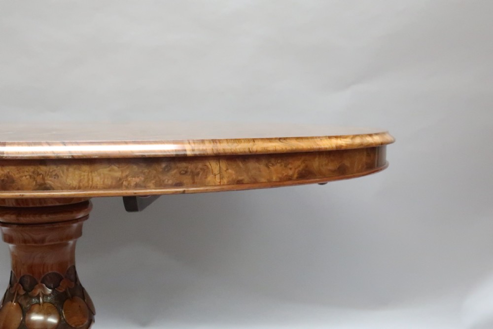 Victorian Burr Walnut Dining Table  View VI
