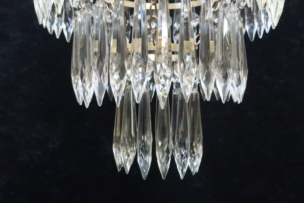 Italian Art Deco Three Tier Crystal Glass Chandelier View VI