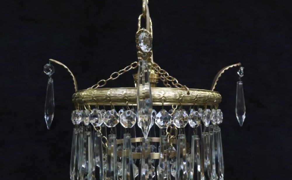 Italian Art Deco Three Tier Crystal Glass Chandelier View III