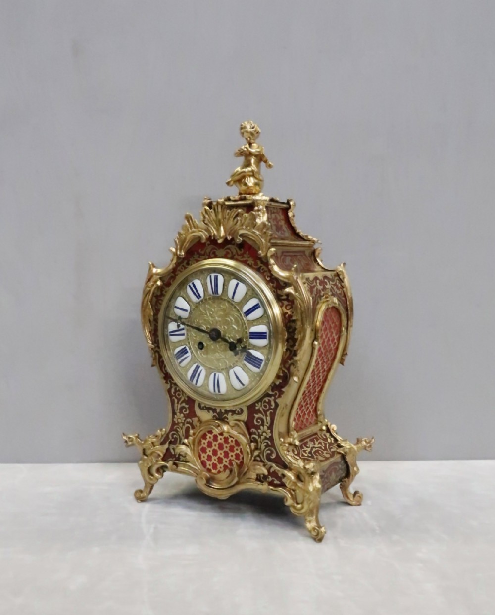 French Louis Philippe Boulle Mantel Clock by Louis Japy Fils