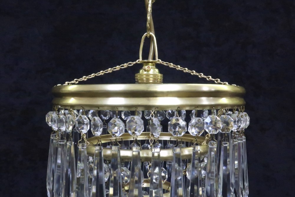 Italian Art Deco three Tier Crystal Glass Chandelier View III