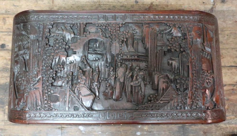 Early 20th Century Oriental Camphor Wood and Teak Carved Chest View III