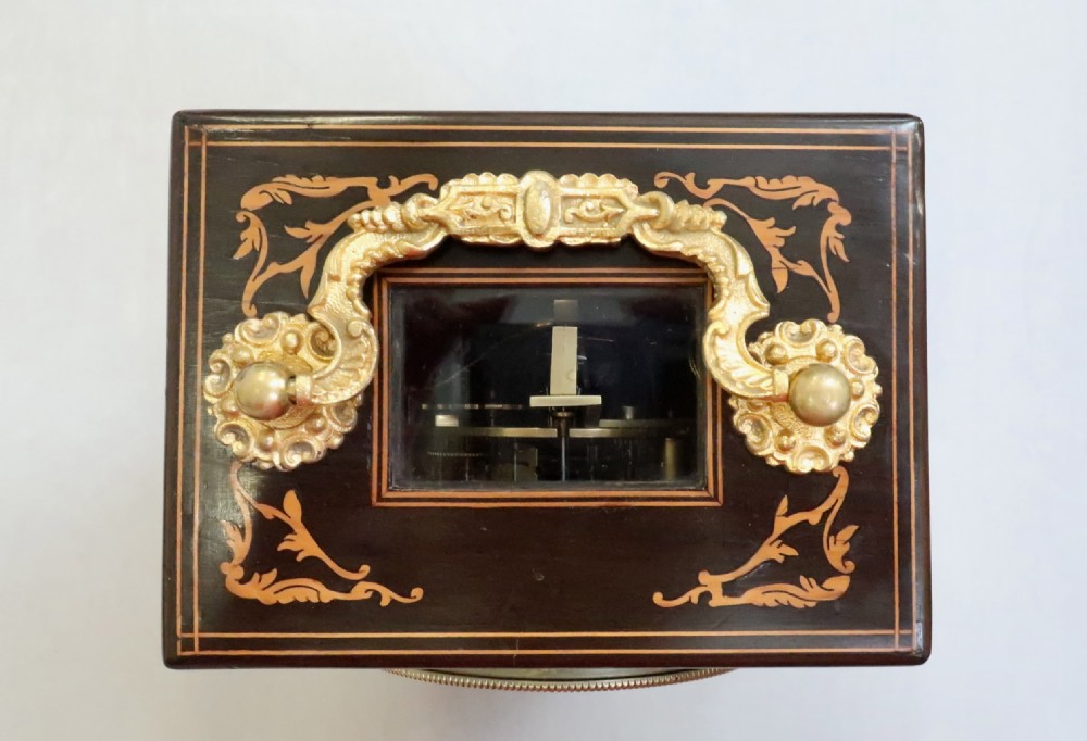 French Napoleon III Inlaid Campaign Mantel Clock by Vincenti View VI