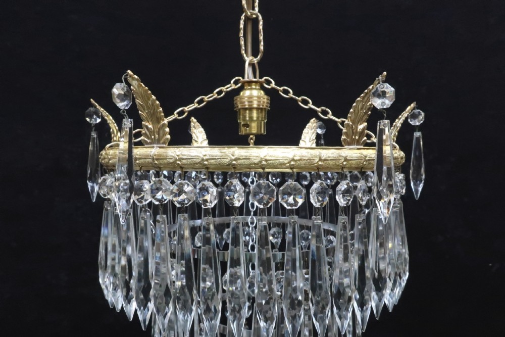Italian Art Deco Three Tier Crystal Glass Chandelier View III