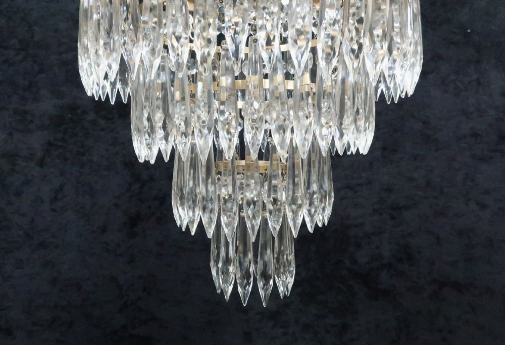 Italian Art Deco Four Tier Crystal Glass Chandelier View VI