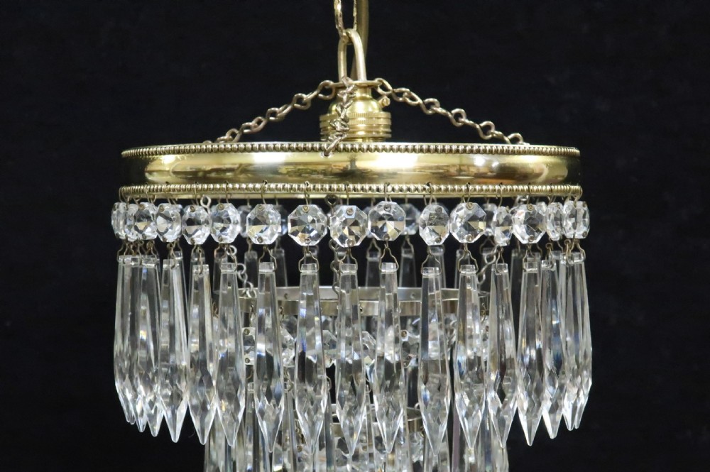 Italian Art Deco three Tier Crystal Glass Chandelier View III