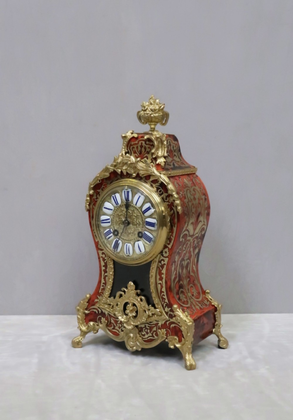 French Louis XV Style Boulle Mantel Clock by Japy Freres