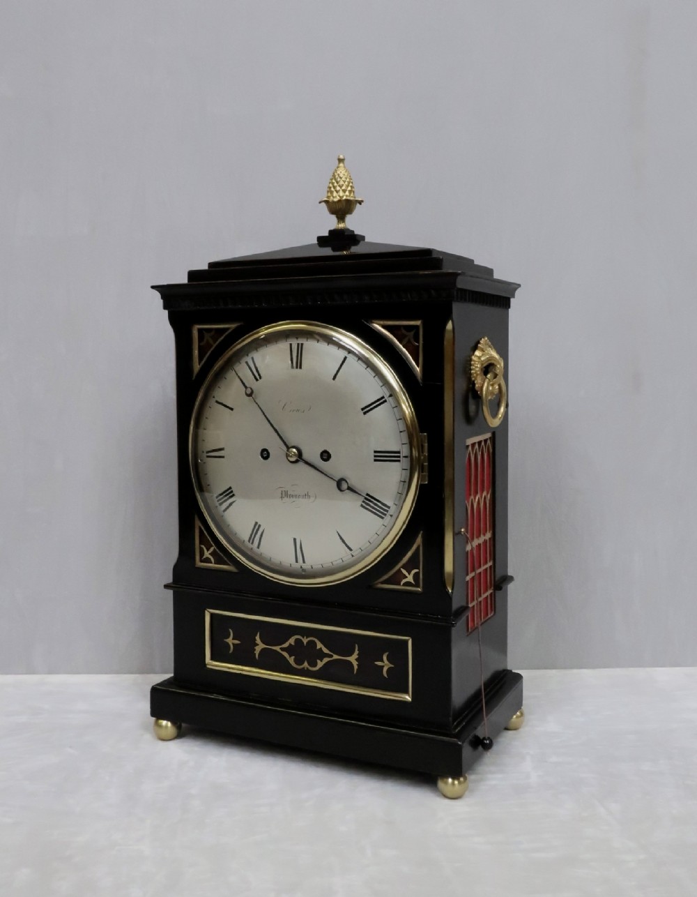 William IV Ebonised and Brass Inlaid Bracket Clock by Crews