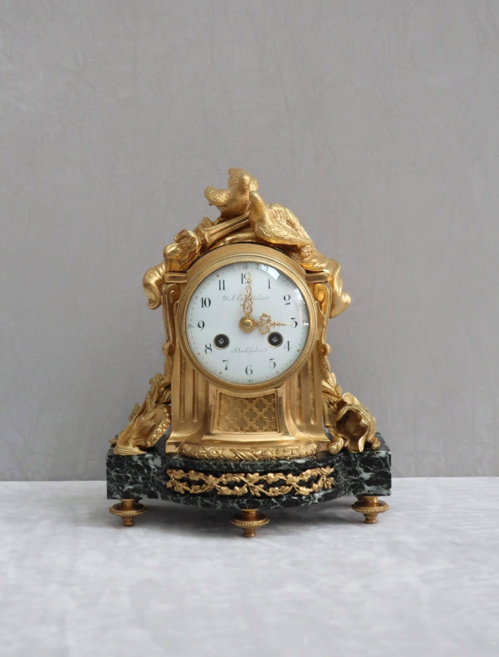 French Napoleon III Bronze Gilt Mantel Clock by Vincenti