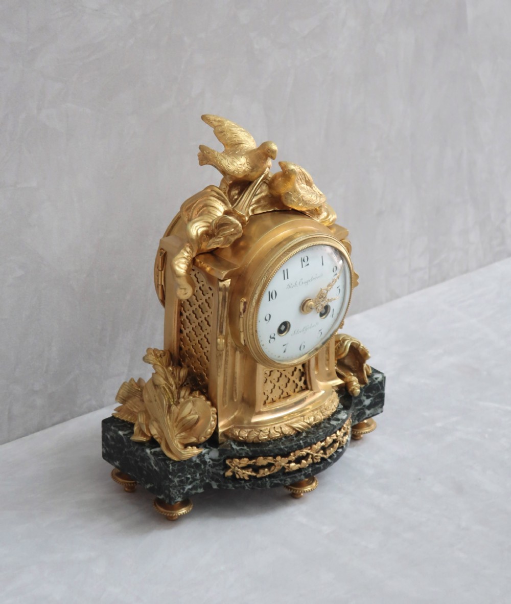 French Napoleon III Bronze Gilt Mantel Clock by Vincenti View V