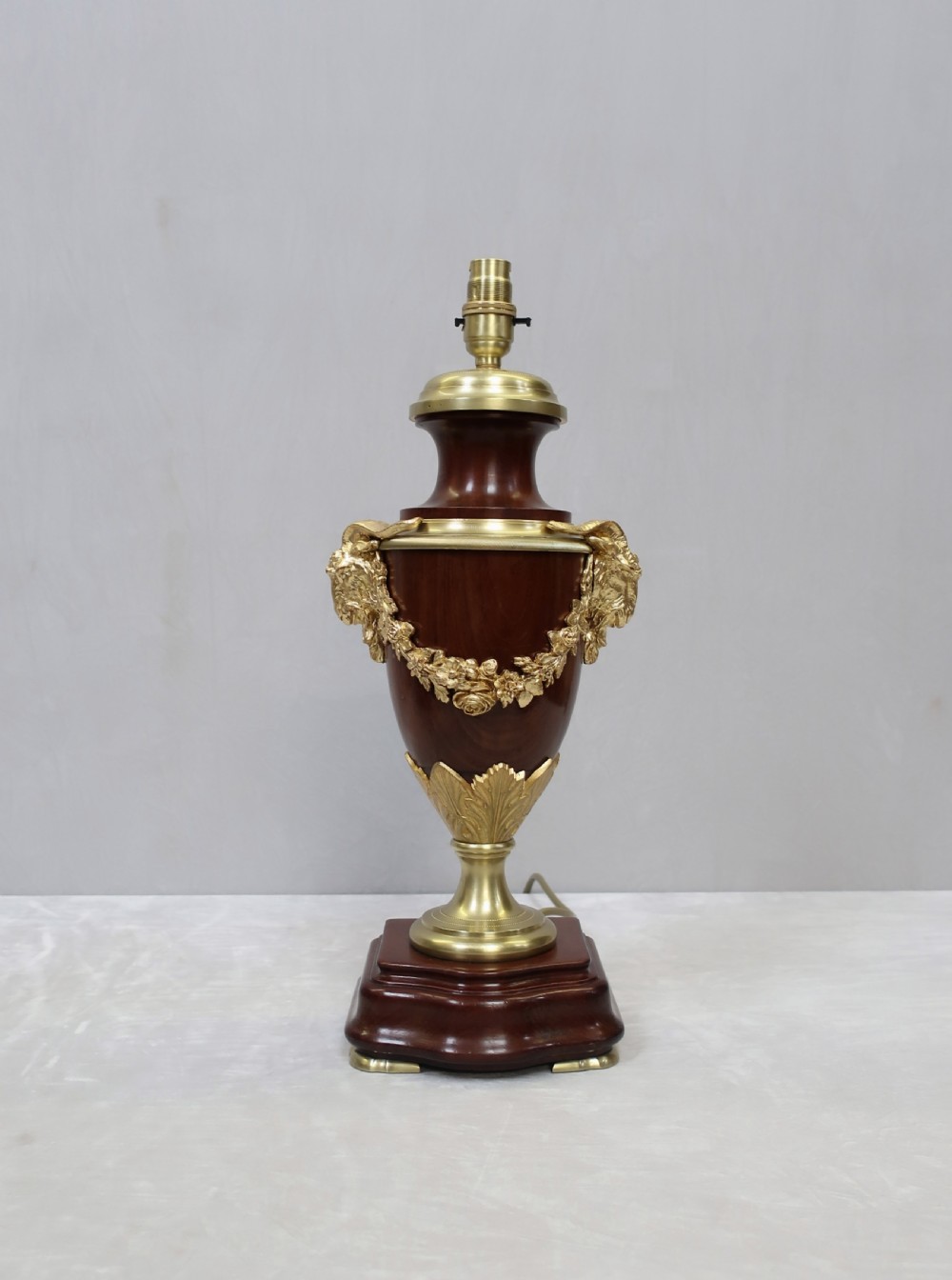 Pair of French Mahogany and Bronze Gilt Table Lamps View III