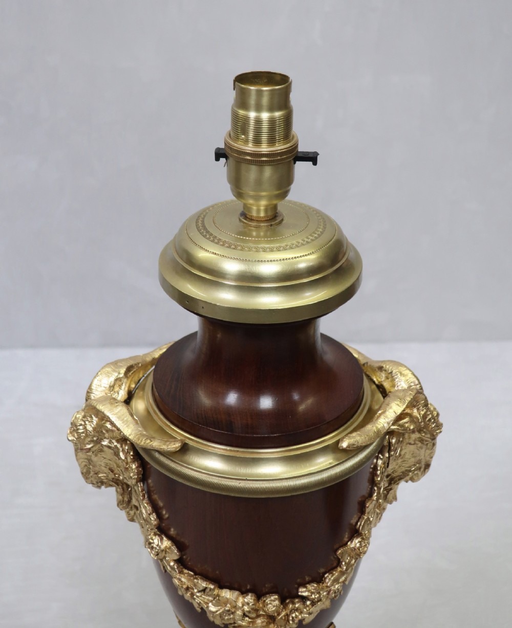 Pair of French Mahogany and Bronze Gilt Table Lamps View VI