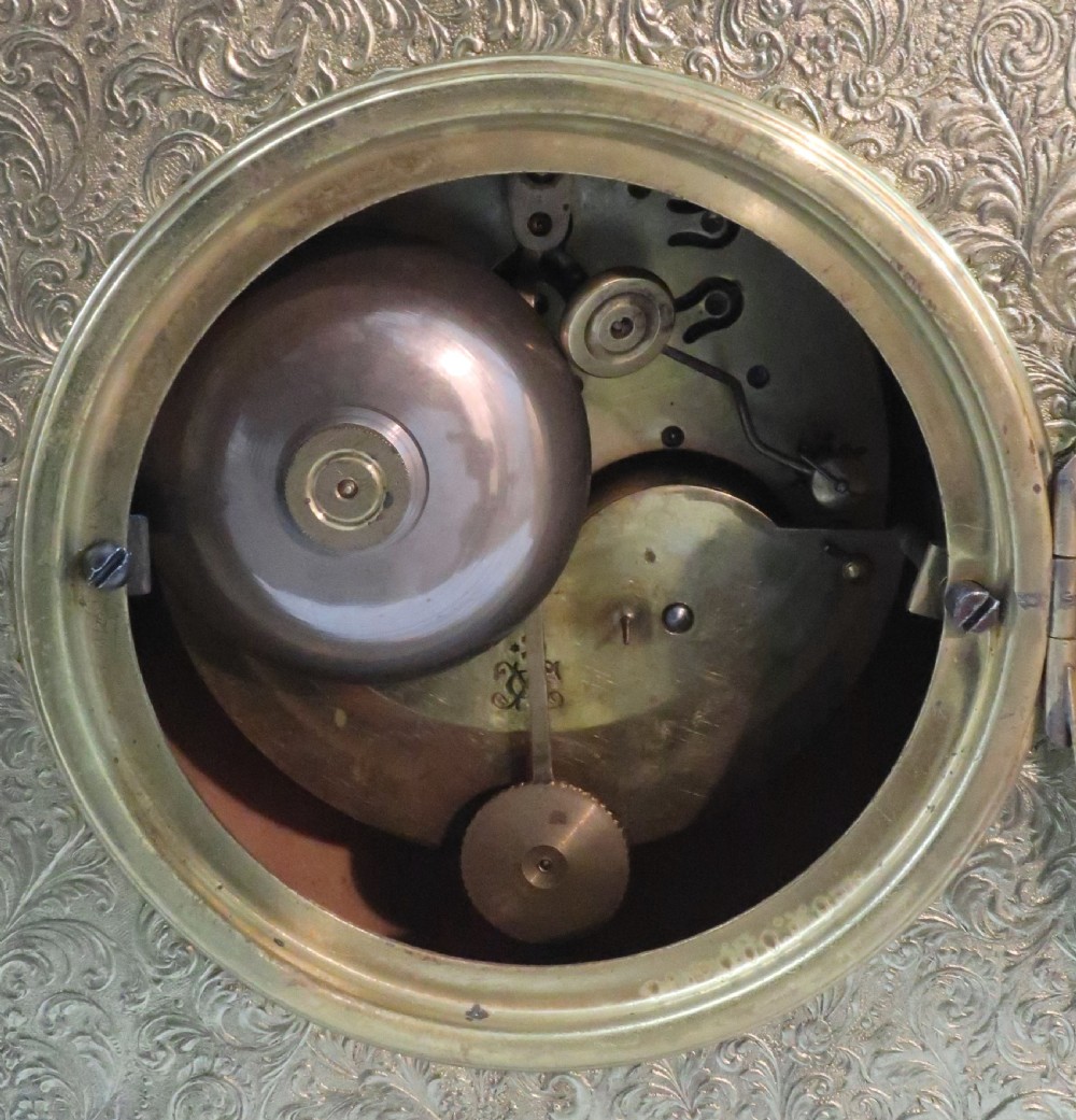 French Belle Epoque Decorative Brass Mantel Clock by Japy Freres View III