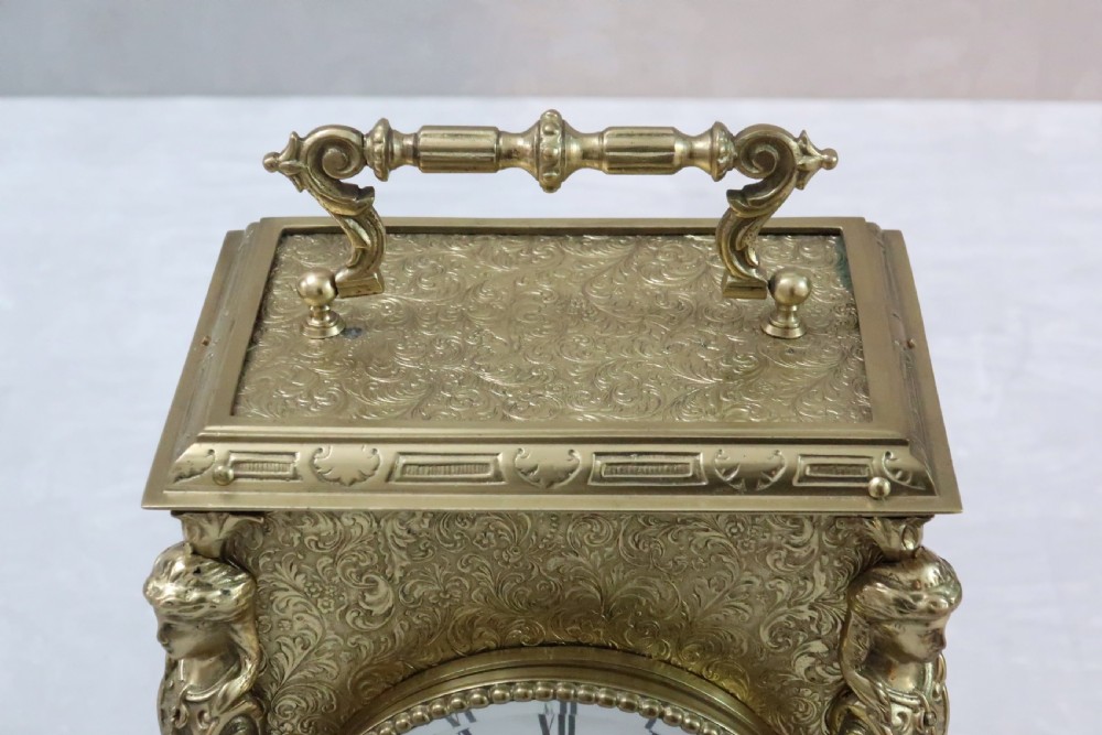 French Belle Epoque Decorative Brass Mantel Clock by Japy Freres View VI