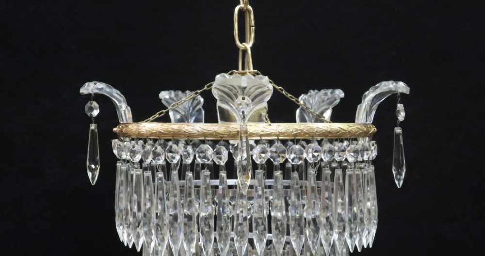 Italian Art Deco Four Tier Crystal Glass Chandelier View III