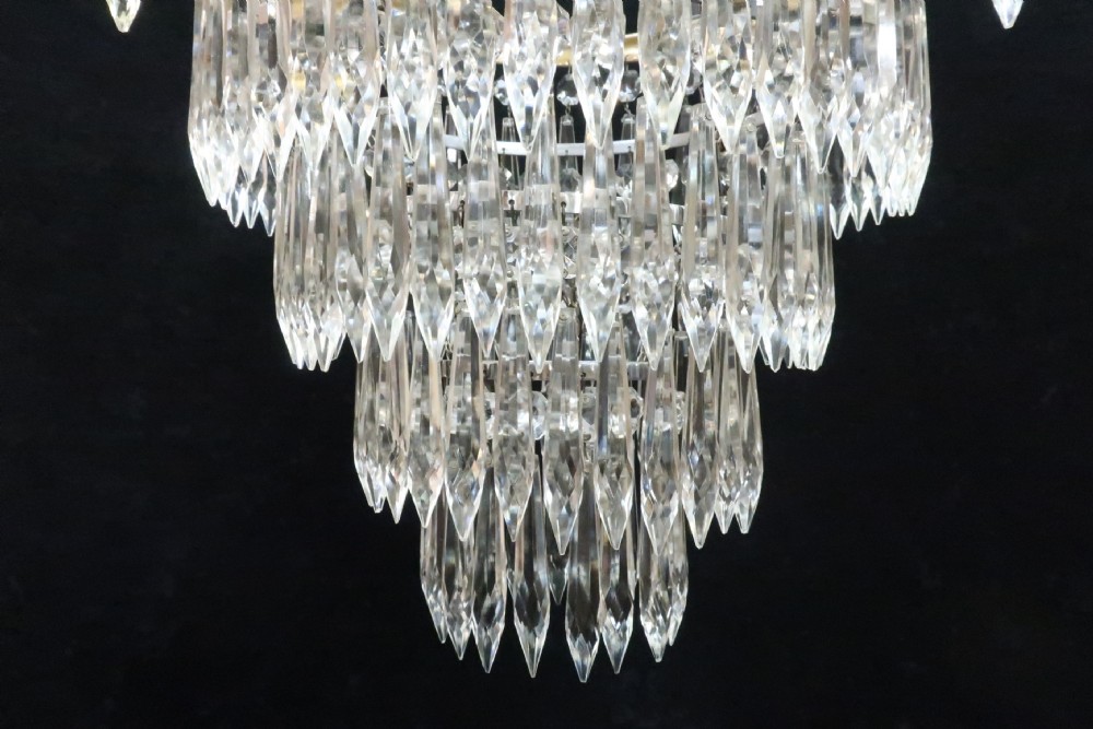 Italian Art Deco Four Tier Crystal Glass Chandelier View VI