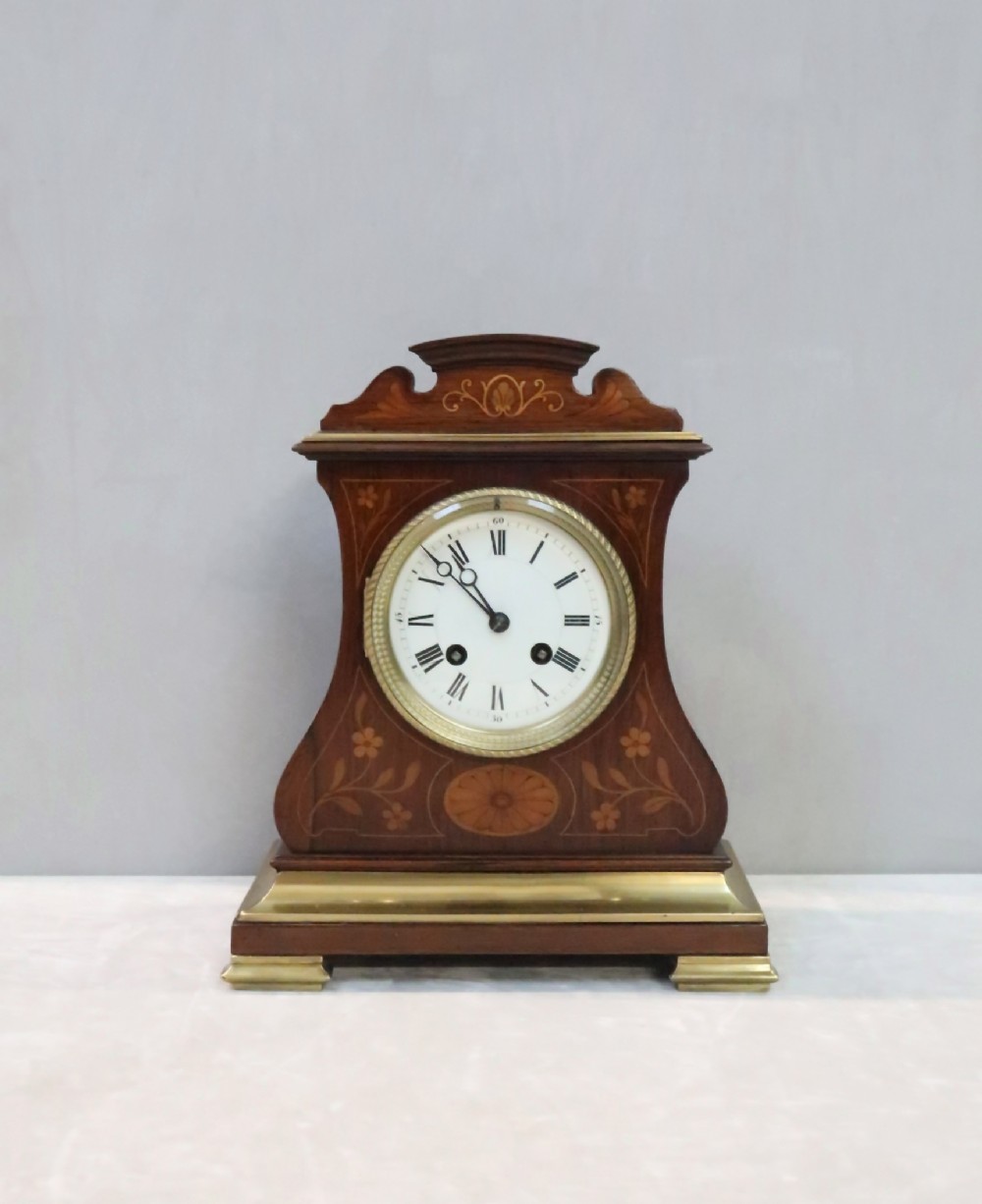 French Belle Epoque Rosewood Mantel Clock by A.D Mougin