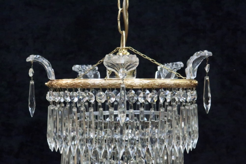 Italian Art Deco Four Tier Crystal Glass Chandelier View III
