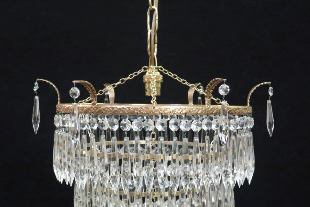 Italian Art Deco Five Tier Crystal Glass Chandelier View III