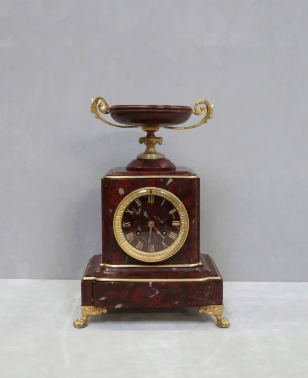 French Neoclassical Style Marble Mantel Clock by Japy Freres