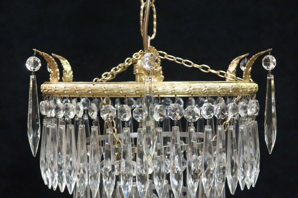 Italian Art Deco Three Tier Crystal Glass Chandelier View III