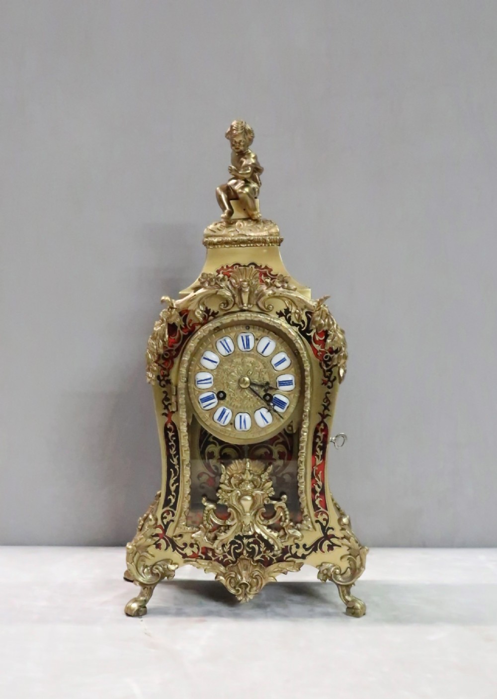 French Louis XV Style Boulle Mantel Clock
