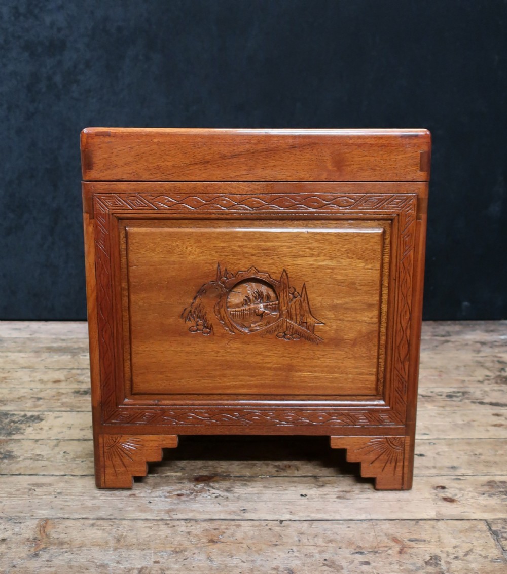 Early 20th Century Oriental Carved Teak and Camphor Wood Chest View VIII