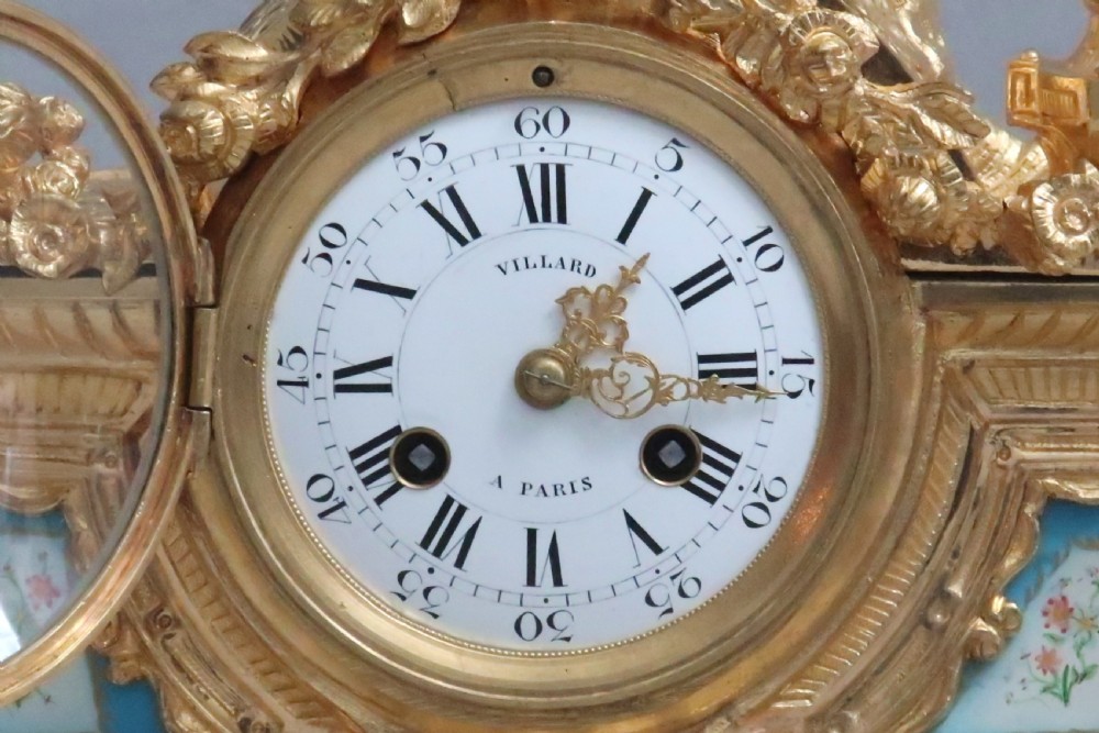 French Napoleon III Bronze Gilt and Porcelain Mantel Clock View II