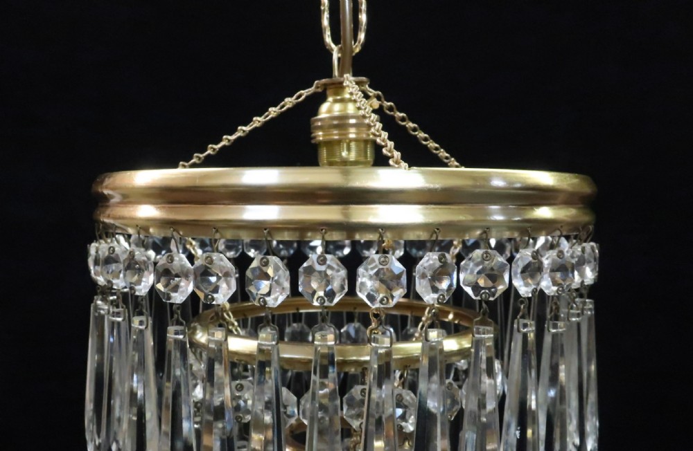 Italian Art Deco Three Tier Crystal Glass Chandelier View III