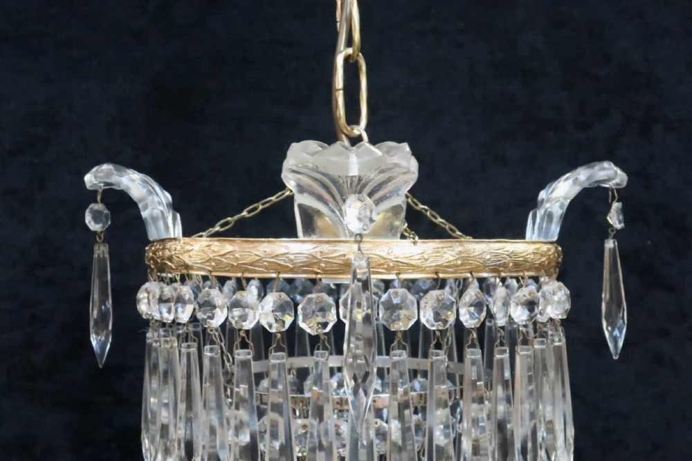 Italian Art Deco Three Tier Crystal Glass Chandelier View III