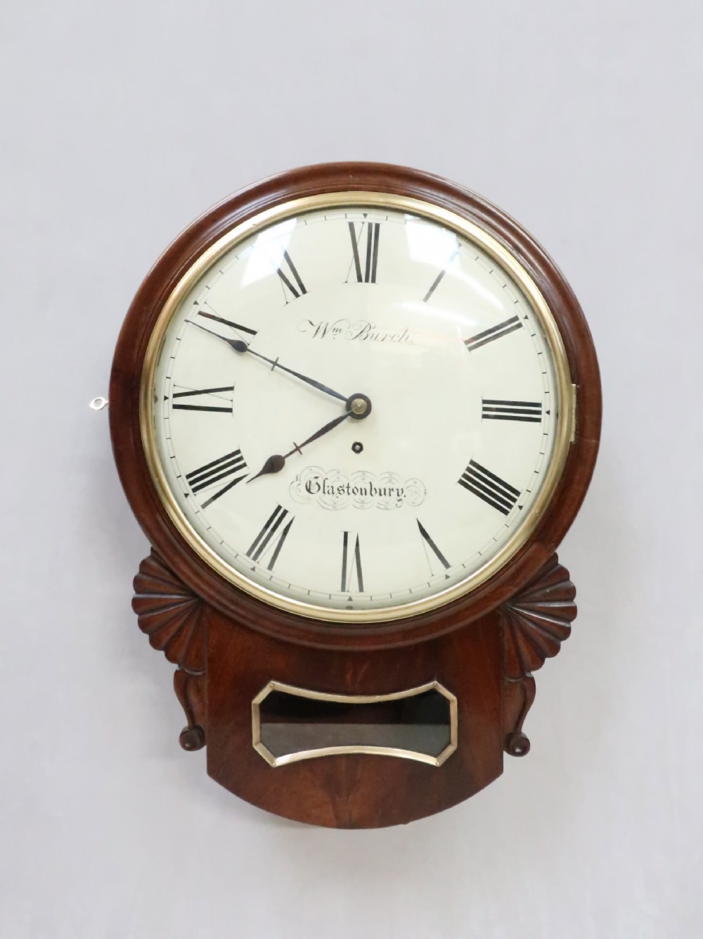 Victorian Mahogany Drop Dial Wall Clock by William Burch