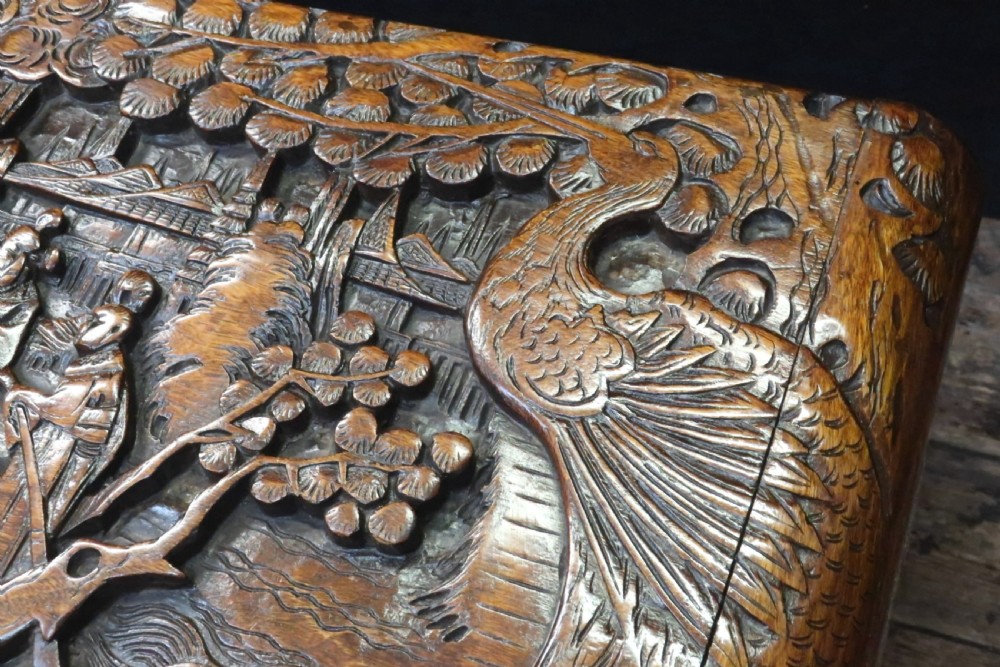 Early 20th Century Oriental Carved Camphor Wood Chest View V