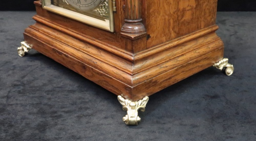 German Oak Westminster Chime Bracket Clock by W&H View V