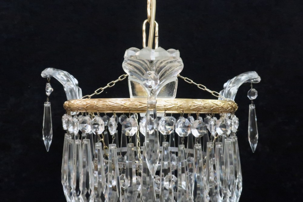 Italian Art Deco Three Tier Crystal Glass Chandelier View IV