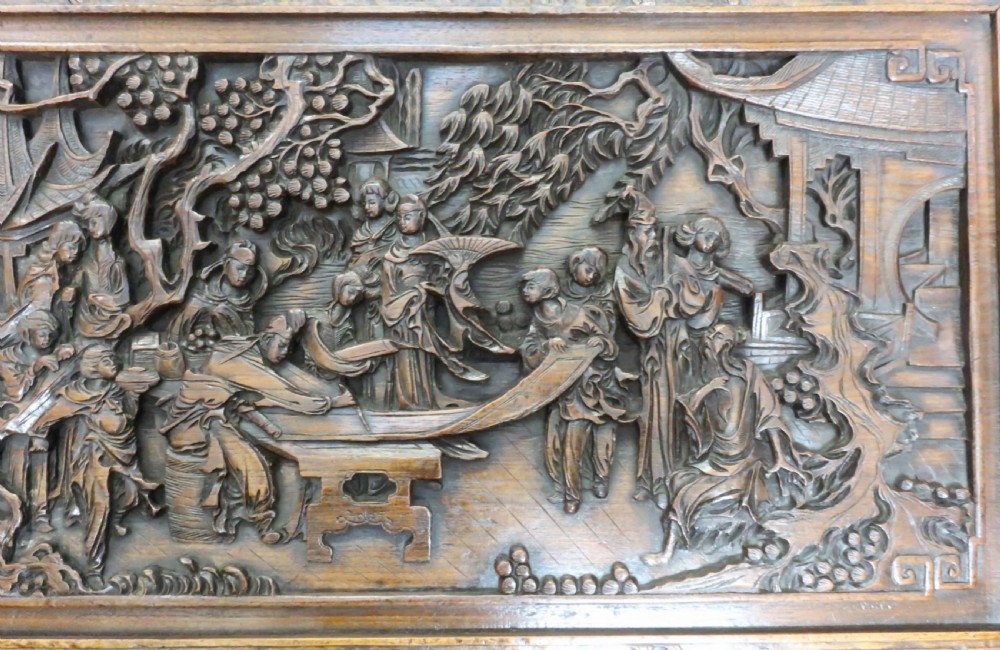 Oriental Carved Teak and Camphor Wood Chest View IV