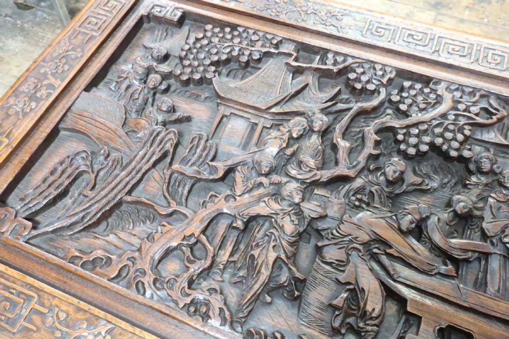 Oriental Carved Teak and Camphor Wood Chest View V