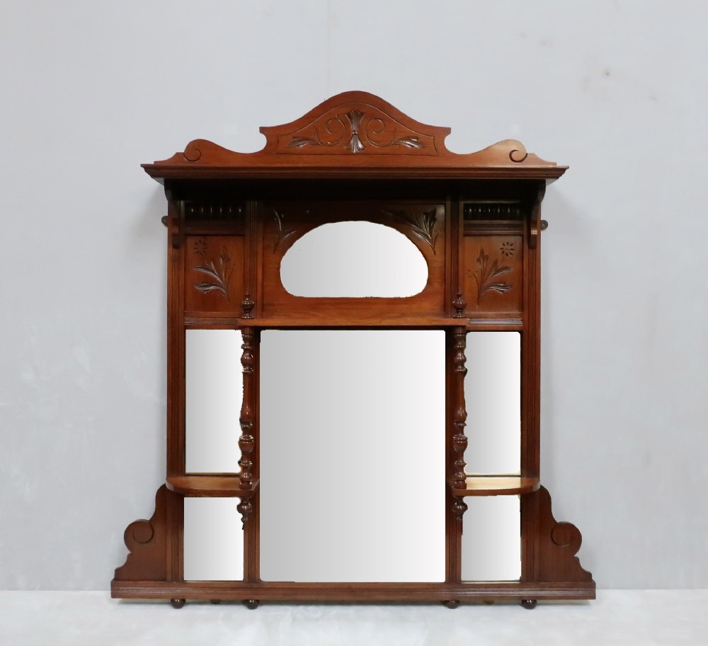 Victorian Aesthetic Movement Walnut Overmantel Mirror