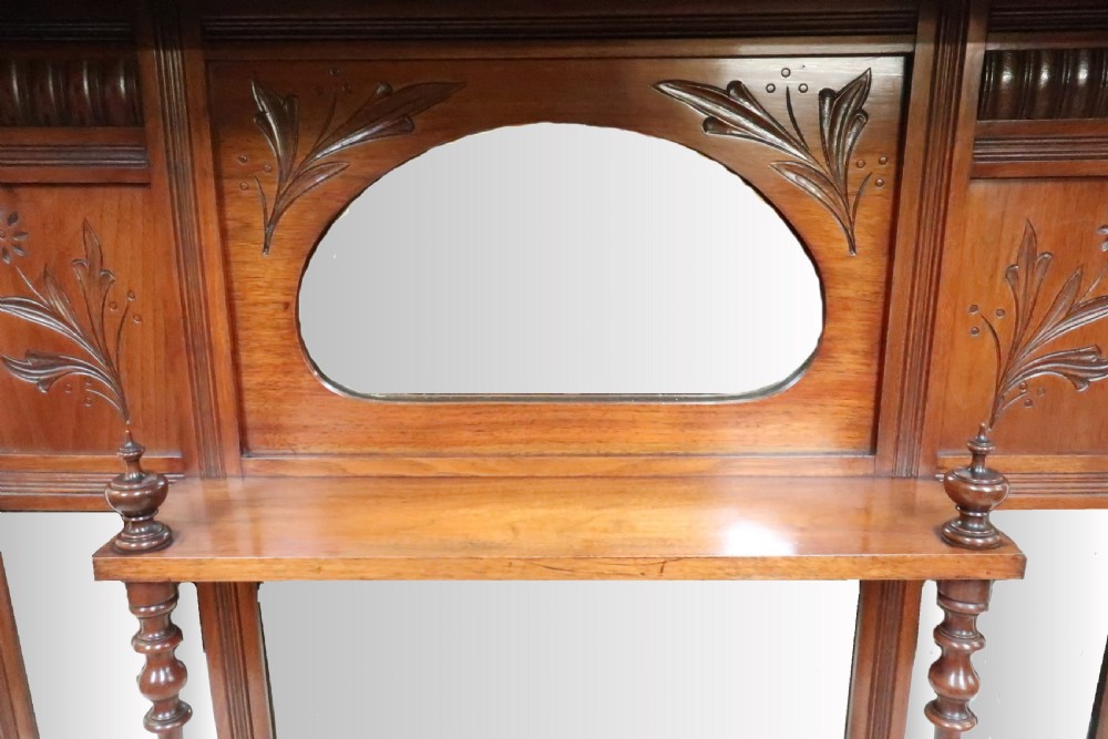Victorian Aesthetic Movement Walnut Overmantel Mirror View III