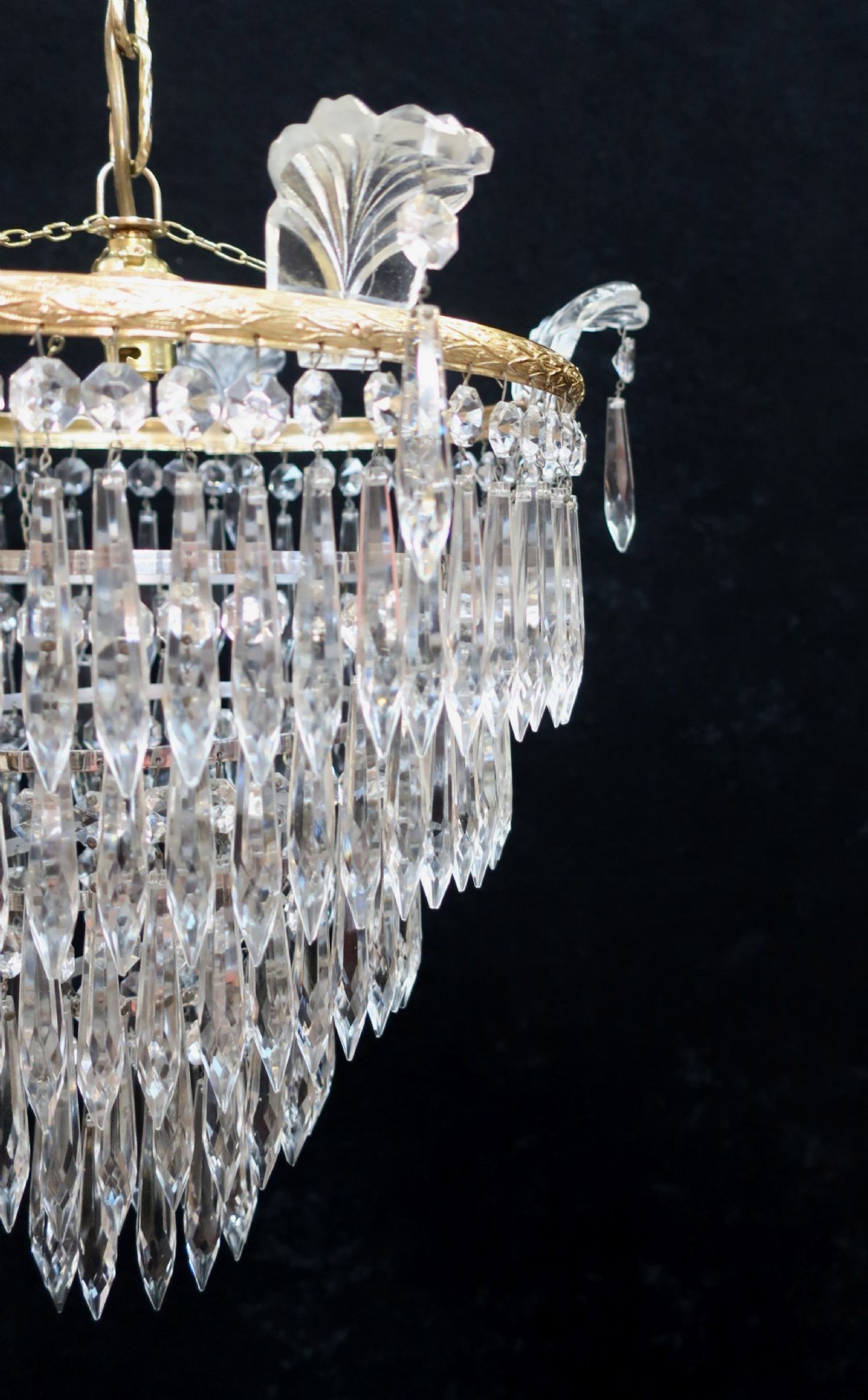 Italian Art Deco Five Tier Crystal Glass Chandelier View III