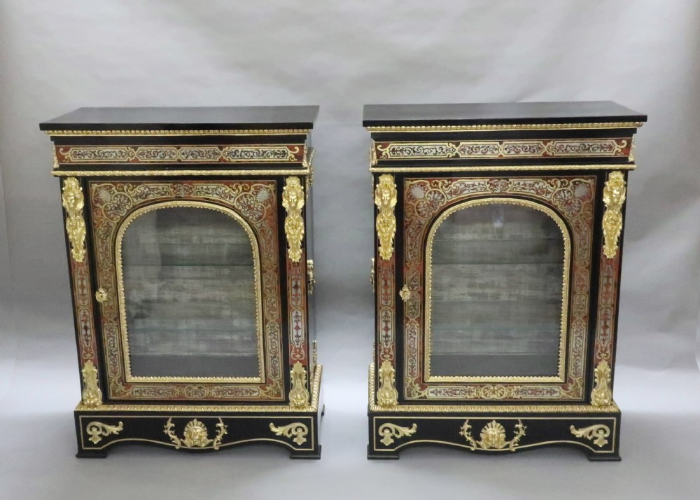 Pair of English Victorian Boulle Side Cabinets
