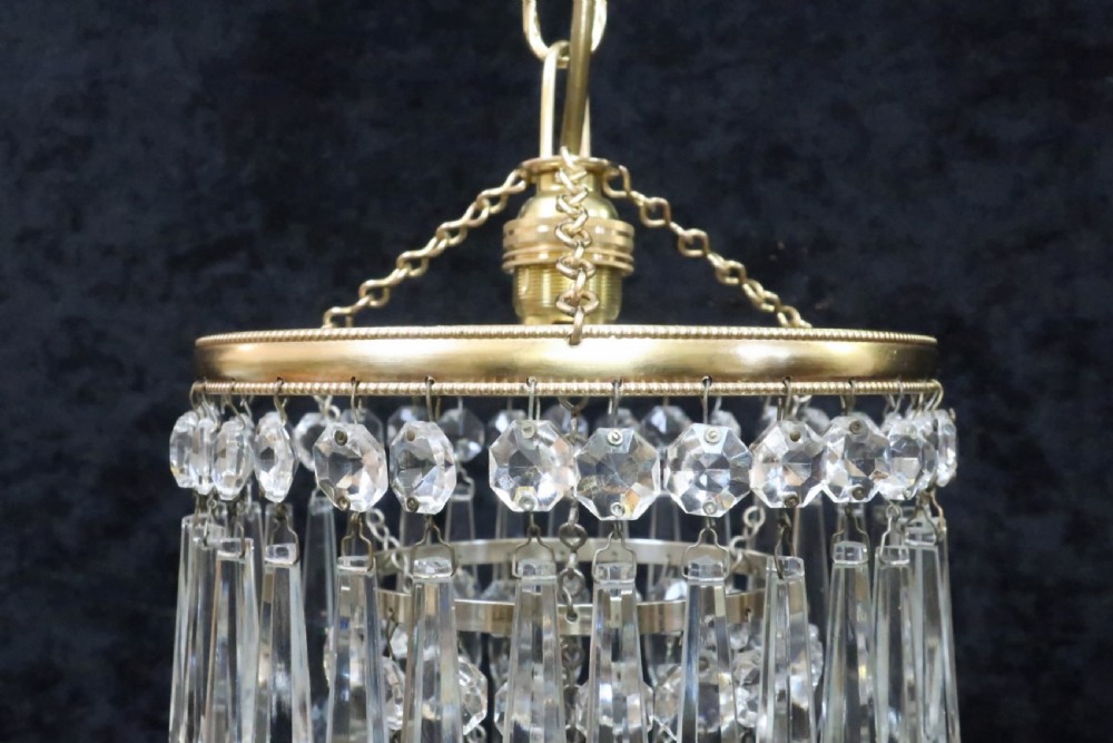 Italian Art Deco Three Tier Crystal Glass Chandelier View III