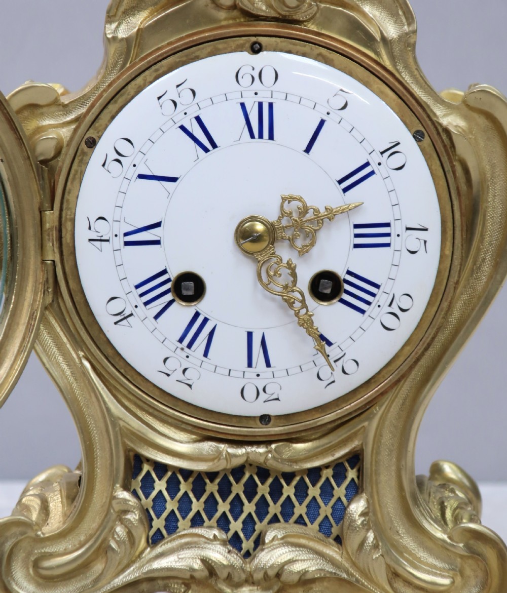 French Rococo Style Bronze Gilt Mantel Clock View III