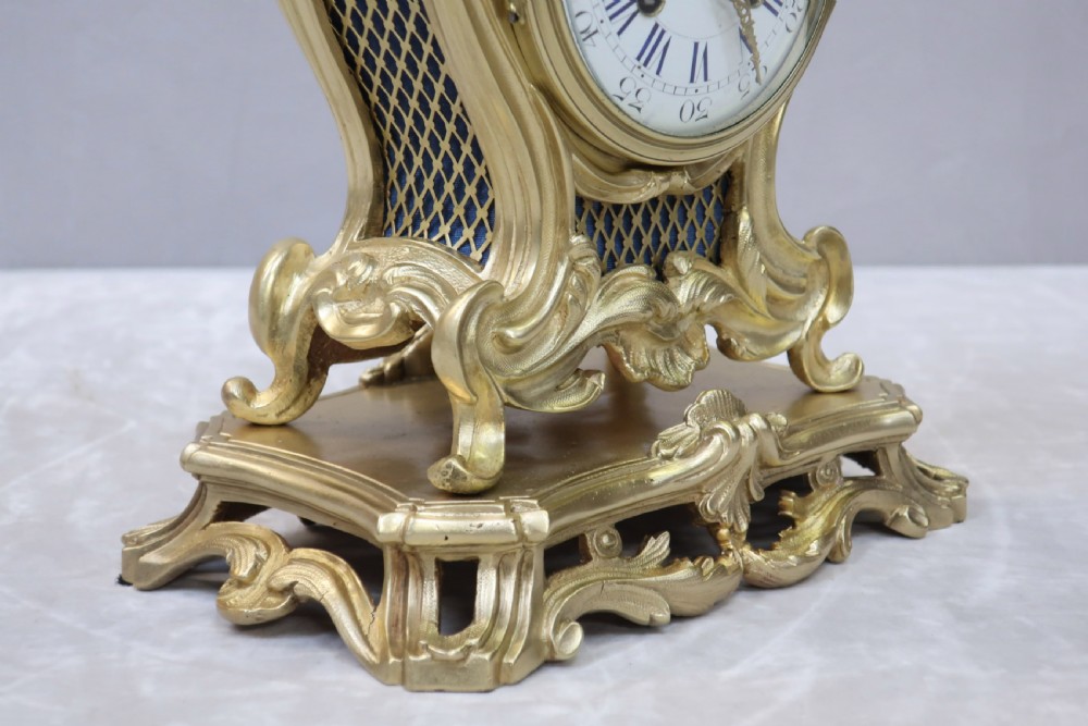 French Rococo Style Bronze Gilt Mantel Clock View IV